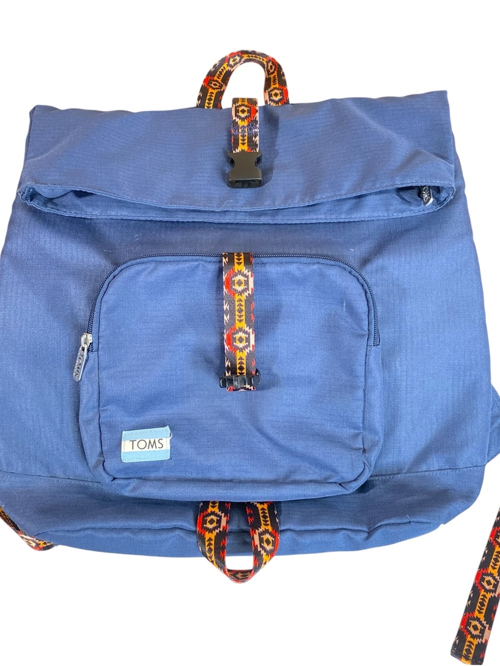 TOMS Stand Up To Bullying Backpack Navy w Patterned Trim Durable Water Resistant